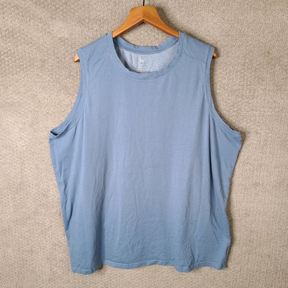 Dip Tank Mens 3XLT Blue Cotton Blend Muscle Tee Sleeveless Crew Neck Casual